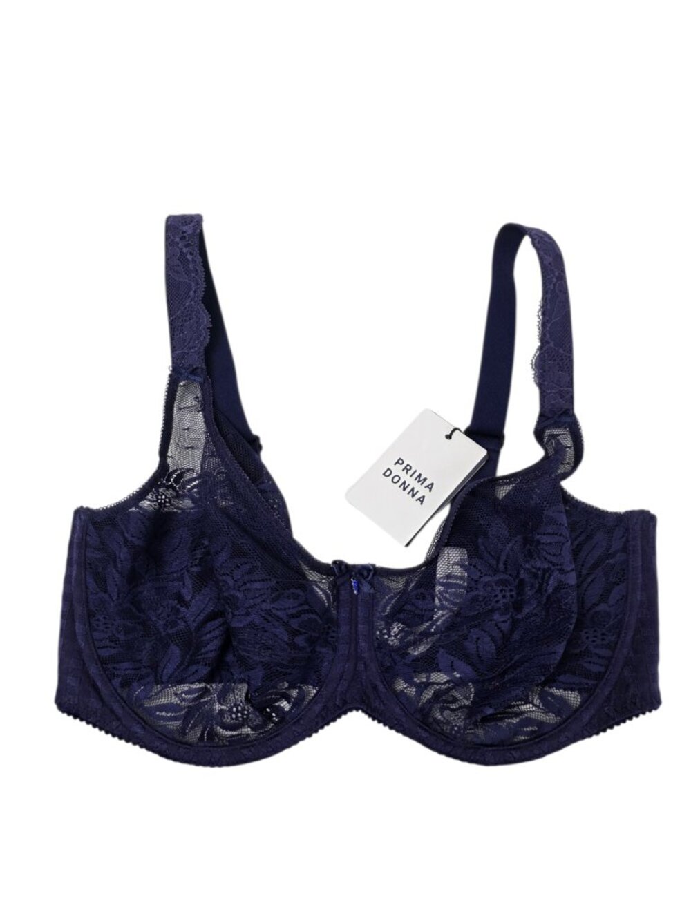 Prima Donna Madison Full Cup Bra, Lace, Sheer, Unpadded, Blue Bijou, Sz 38G